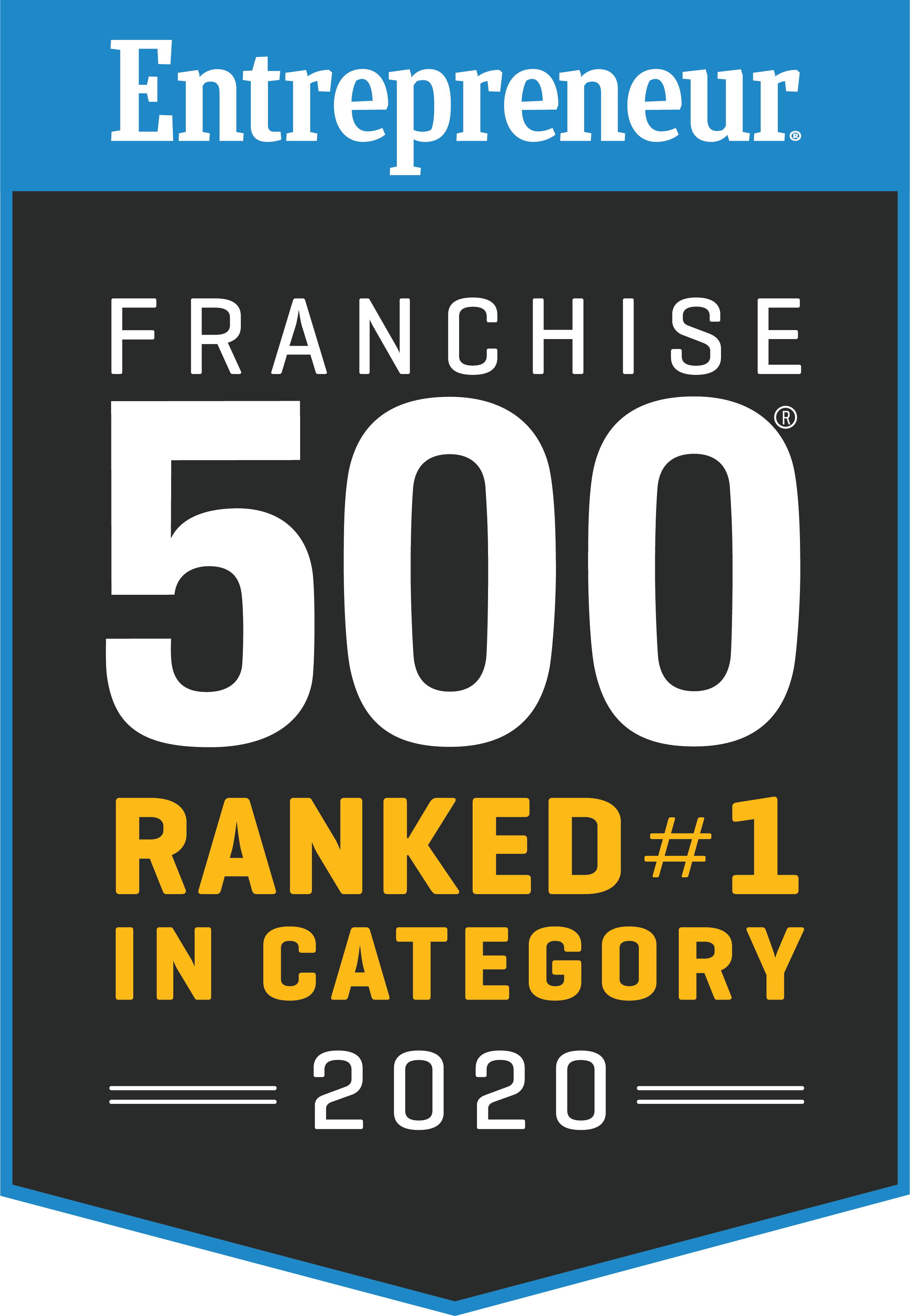 Franchise 500 Top in Category Logo.png Entrepreneur Franchise 500 #1 in category for 2020 logo